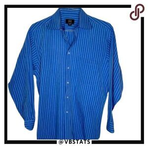 16-33 Ike Behar Blue-White Striped LS Shirt